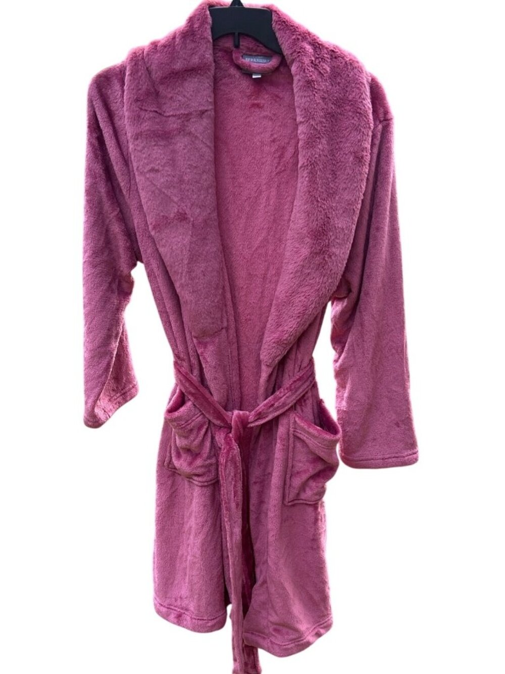Berkshire Blanket & Home Co. Womens  XL/1X Plush Pink Bathrobe w Pockets & Belt
